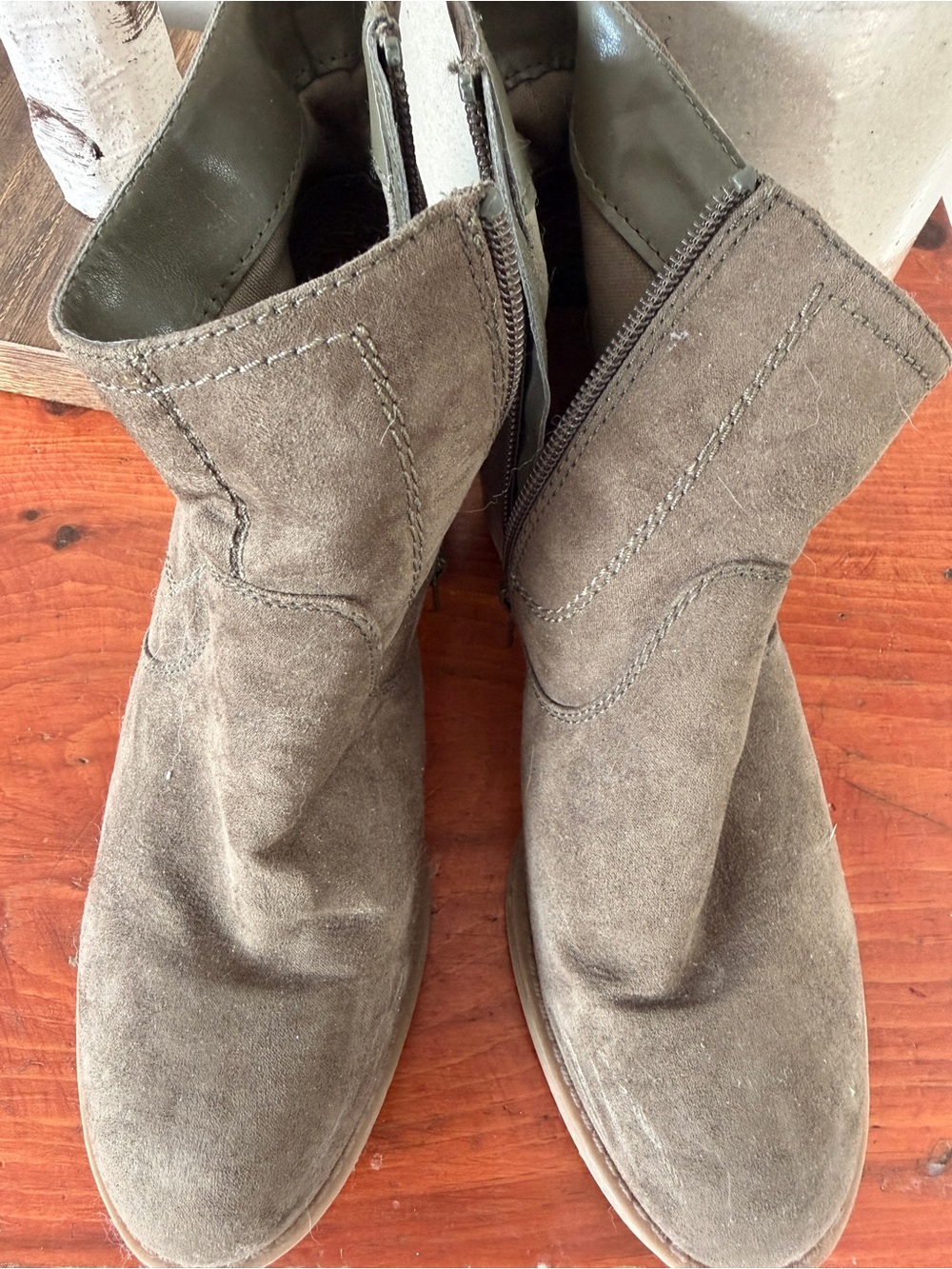 Suede Ankle Boots - Taupe